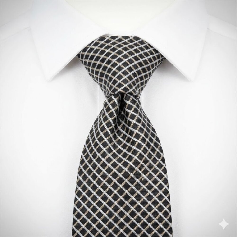 Tommy Hilfiger Silk Tie Geometric Blue Beige Vintage 90's